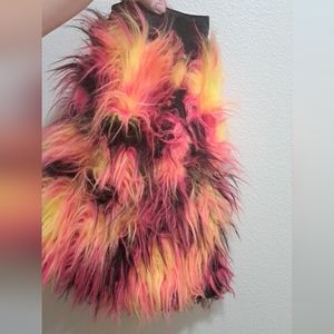 Edm rave dance party club plush pink fur dancer stripper club wear leg warmers